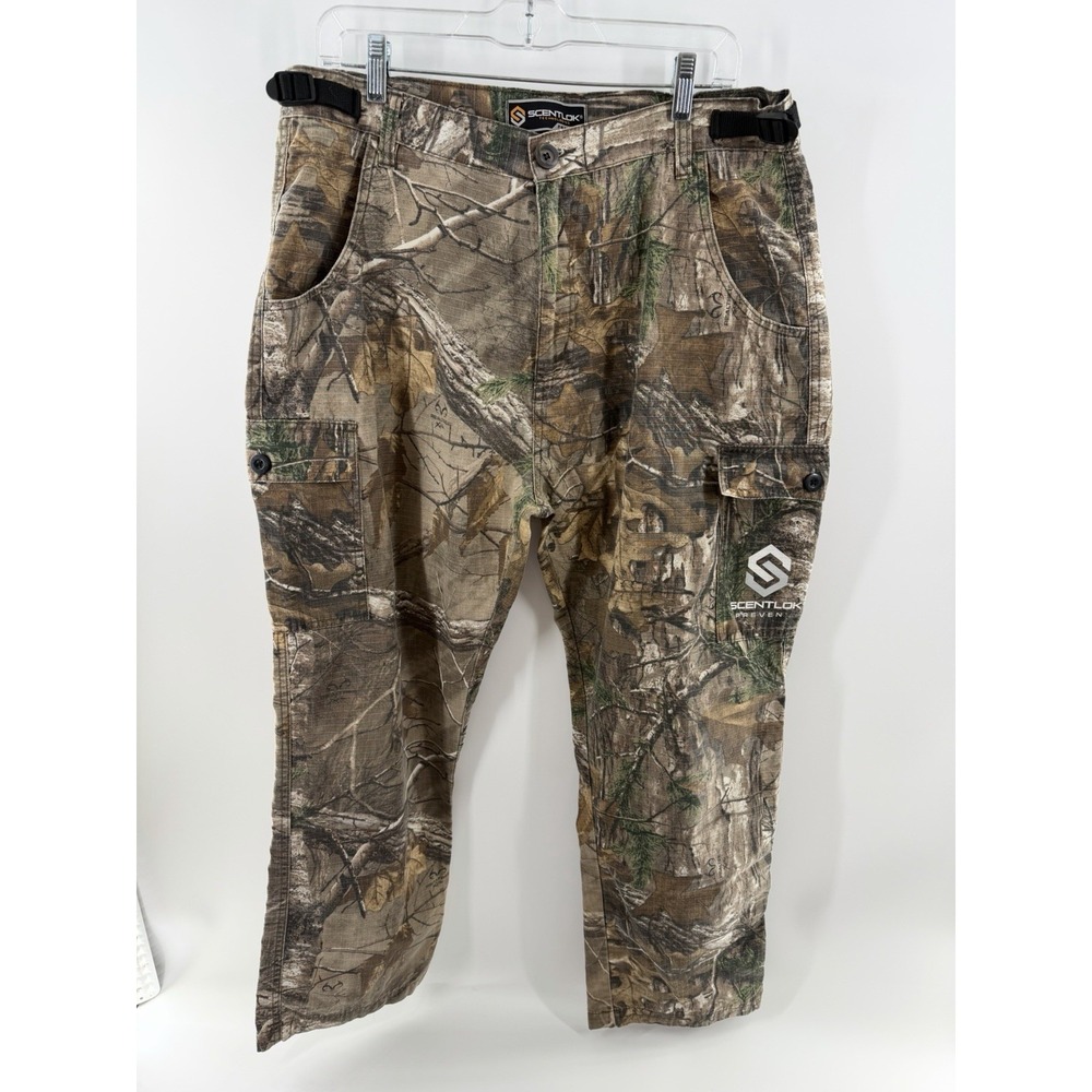 ScentLok Mens Hunting Pants Large Realtree Prevent Camo Green Tan